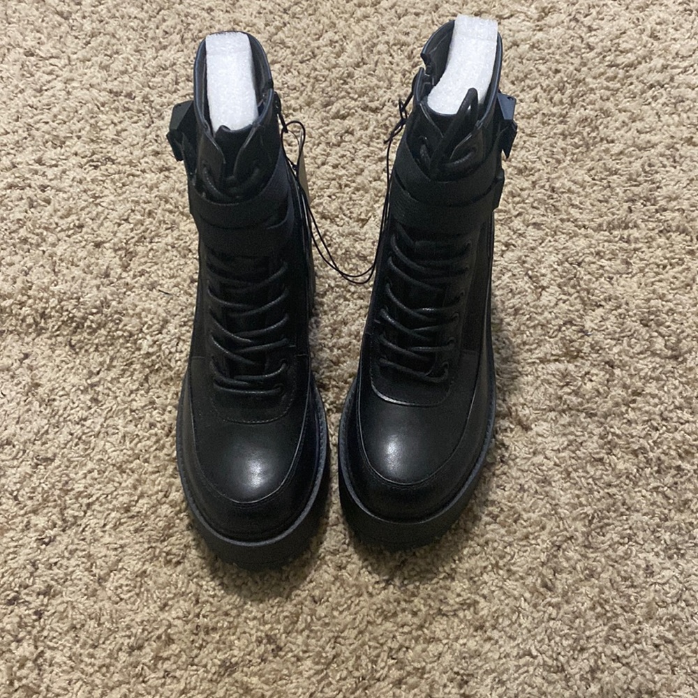 Chunky black platform booties